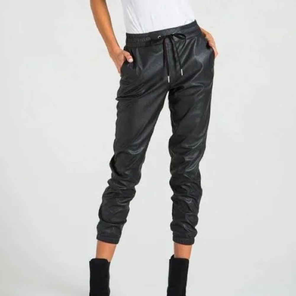 NWT n:PHILANTHROPY Black Faux Leather Joggers